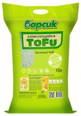 Изображение товара Наполнитель комкующийся «Барсик» Tofu Зеленый чай, 15 л