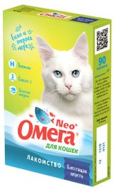 Изображение товара Витамины для кошек «ФАРМАКС» Омега Neo Блестящая шерсть таблетки, 90 шт