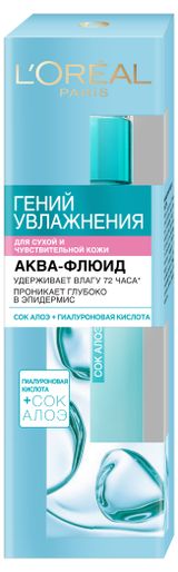 Изображение товара Аква-флюид для лица L'Oreal Paris Гений Увлажнения для сухой и чувствительной кожи, 70 мл