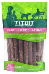Изображение товара Лакомство для собак TITBIT палочки колбасные, 550 г