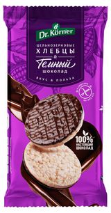 Изображение товара Хлебцы рисовые Dr. Korner хрустящие с темным шоколадом, 67 г