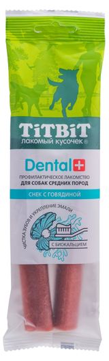 Изображение товара Лакомство для собак TiTBiT Дентал+ Снек с говядиной для средних пород, 85 г