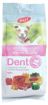 Изображение товара Лакомство для собак Biff Dent жевательные дольки для чистки зубов мясное ассорти, 100 г
