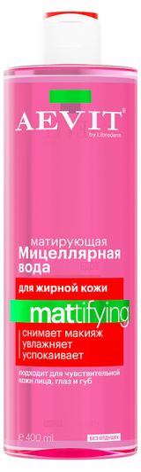 Изображение товара Мицеллярная вода AEVIT By Librederm Mattifying матирующая для жирной и комбинированной кожи, 400 мл