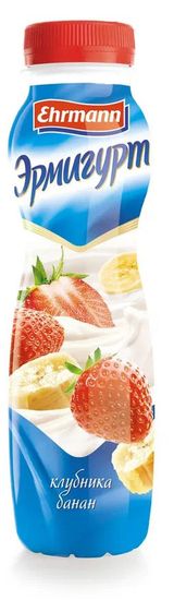 Изображение товара Йогурт питьевой Ehrmann «Эрмигурт» с клубникой и бананом 1,2% БЗМЖ, 290 г