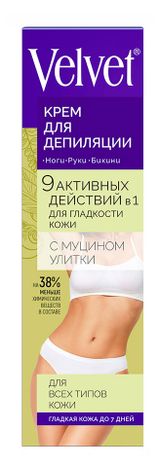 Изображение товара Крем для депиляции Velvet  9 в 1 увлажняющий Муцин улитки, 100 мл