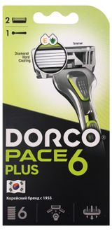 Изображение товара Станок для бритья Dorco Pace 6 Plux SXA5002 6 лезвий, 1 станок + 2 сменные кассеты
