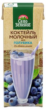 Изображение товара Коктейль молочный «Село зеленое» голубика стерилизованный с трубочкой 3,2% БЗМЖ, 200 г
