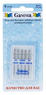 Изображение товара Иглы для бытовых швейных машин «Гамма» универсальные №70-100, 5 шт