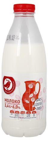 Изображение товара Молоко пастеризованное питьевое АШАН Красная птица цельное 3,4-6% БЗМЖ охлажденное, 930 г