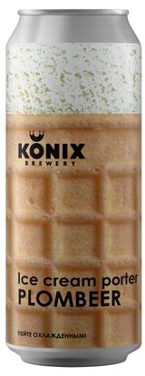Изображение товара Пивной напиток Konix Brewery Ice Cream Porter Plombeer нефильтрованный осветленный 7%, 450 мл