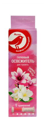 Изображение товара Гелевый освежитель для туалета АШАН Красная Птица Цветы с дозатором, 6 дисков