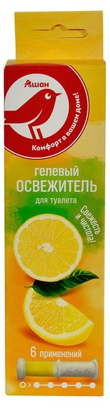 Изображение товара Гелевый освежитель АШАН Красная Птица Лимон с дозатором, 6 дисков