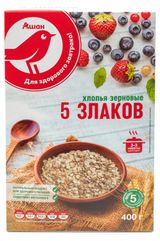 Изображение товара Хлопья зерновые АШАН Красная птица 5 злаков быстрого приготовления, 400 г
