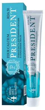 Изображение товара Зубная паста President Four Calcium для реминерализации и укрепления эмали, 75 г