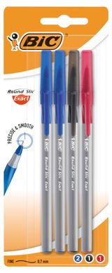 Изображение товара Ручка шариковая BIC Round Stic Exact 3 цвета, 4 шт