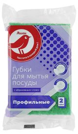 Изображение товара Губки для посуды АШАН Красная птица профильные, 85х65х42 мм  2 шт
