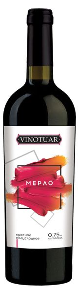 Изображение товара Вино Vinotuar Мерло красное полусладкое Россия, 0,75 л