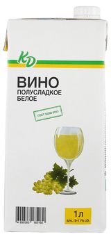 Изображение товара Вино «Каждый день» белое полусладкое Россия, 1 л