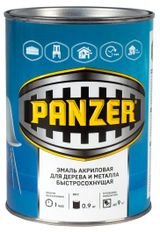 Изображение товара Эмаль акриловая Panzer для дерева и металла Белая, 0,9 кг