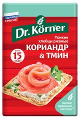 Изображение товара Хлебцы хрустящие Dr. Korner Ржаные с кориандром и тмином 100г