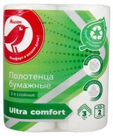 Изображение товара Полотенца бумажные АШАН Красная птица 3 слоя, 2 рулона