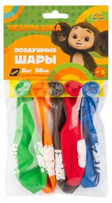 Изображение товара Набор шаров «Веселая затея» Чебурашка с Днем Рождения 36 см, 5 шт
