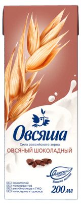 Изображение товара Напиток растительный на овсяной основе «Овсяша» Vegan Шоколадный 3,2%, 200 мл