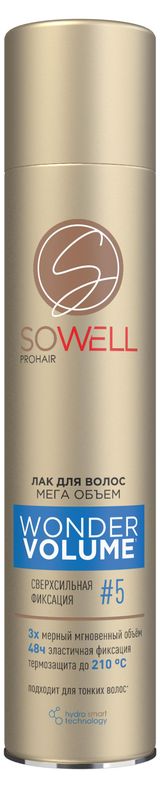 Изображение товара Лак для волос SoWell Wonder Volume Мега объем от корней сверхсильной фиксации №5, 300 мл