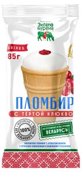 Изображение товара Мороженое сливочное «Зелёна-Бурёна» Пломбир с тертой клюквой и ароматом ванили 15% БЗМЖ, 85 г