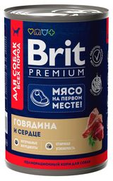 Изображение товара Корм консервированный для собак Brit говядина и сердце, 410 г