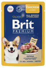 Изображение товара Корм для стерилизованный собак Brit всех пород с курицей, 85 г