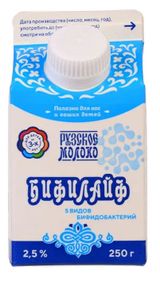 Изображение товара Бифилайф «Рузский» кисломолочный2,5 % БЗМЖ, 250 г