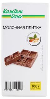 Изображение товара Плитка кондитерская «Каждый день» молочная с орехами, 100 г