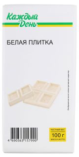 Изображение товара Плитка кондитерская «Каждый день» белая, 100 г