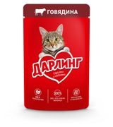 Изображение товара Корм влажный для кошек «Дарлинг» с говядиной в подливе, 75 г