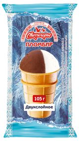 Изображение товара Мороженое молочное «Свитлогорье» Пломбир Золотая ириска двухслойное в вафельном стаканчике 15% БЗМЖ, 105 г