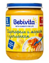 Изображение товара Пюре Bebivita Картофель и морковь с цыпленком с 9 мес., 190 г