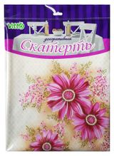 Изображение товара Скатерть Vitto розовые цыеты на бежевом ПВХ, 130х180 см