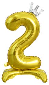 Изображение товара Цифра фольгированная «Веселая затея» 2 золотая на подставке, 81 см