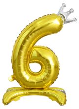 Изображение товара Цифра фольгированная «Веселая затея» 6 золотая на подставке, 81 см