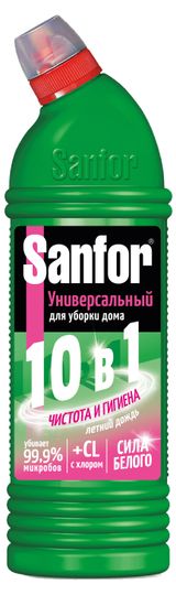 Изображение товара Гель дезинфицирующий Sanfor Летний дождь универсальный 10в1, 1 л