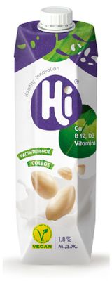 Изображение товара Напиток растительный Hi Vegan соевый 1,8%, 1 л