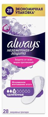 Изображение товара Прокладки ежедневные Always Незаметная защита удлиненные, 28 шт