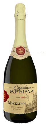 Изображение товара Игристое вино «Сокровища Крыма» Мускатное белое  полусладкое Россия, 0,75 л