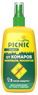 Изображение товара Спрей от комаров мокрецов москитов Picnic Family с экстрактом ромашки от 3-х лет, 120 мл