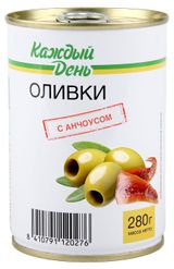 Изображение товара Оливки «Каждый день» с анчоусом Испания, 280 г
