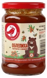 Изображение товара Протертая облепиха АШАН Красная птица с сахаром, 350 г
