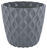 Изображение товара Горшок для цветов InGreen Wave с дренажной сеткой и съемным поддоном D115мм вулканический серый, 0,65 л