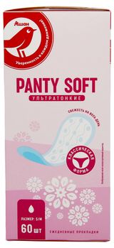 Изображение товара Прокладки ежедневные АШАН Красная птица Panty Soft ультратонкие, 60 шт